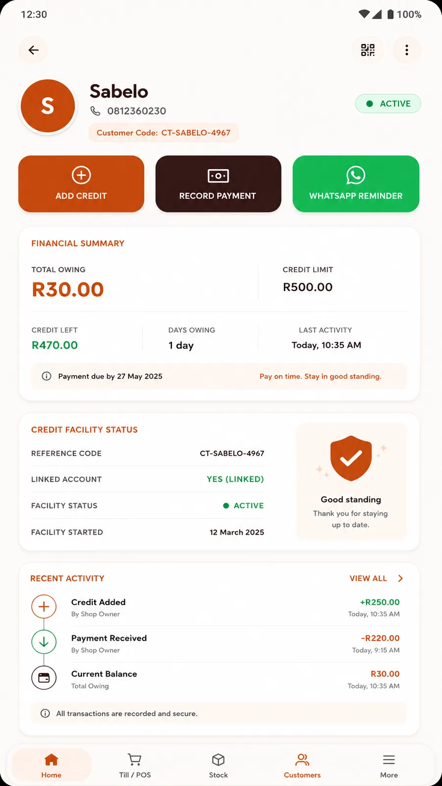 Customer ledger